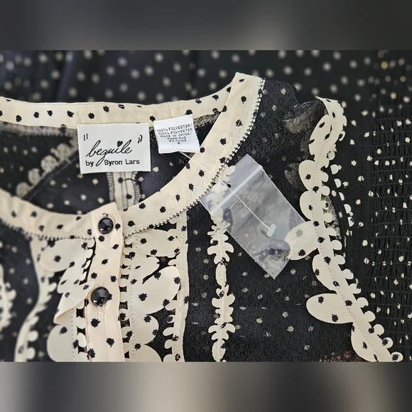 Anthropologie X beguile by Byron Lars Black/White Lace Polka Dot Dress - Picture 5 of 6